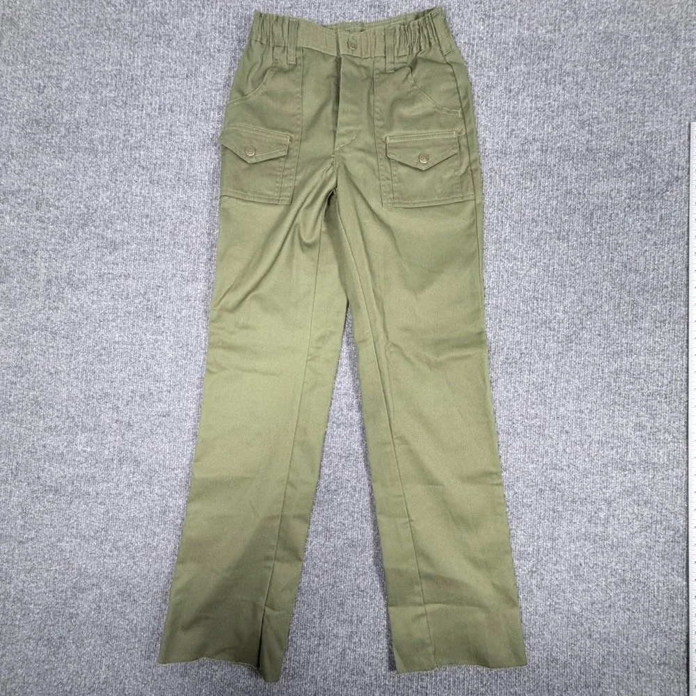 VNTG Boy Scouts of‎ America Official Uniform Pants Olive Green Cargo Size 10/ 25